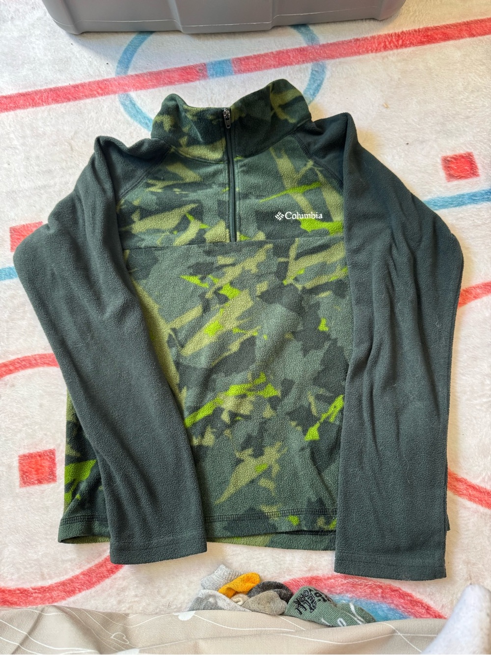 Columbia kids Green Camo Half-Zip Fleece Pullover
